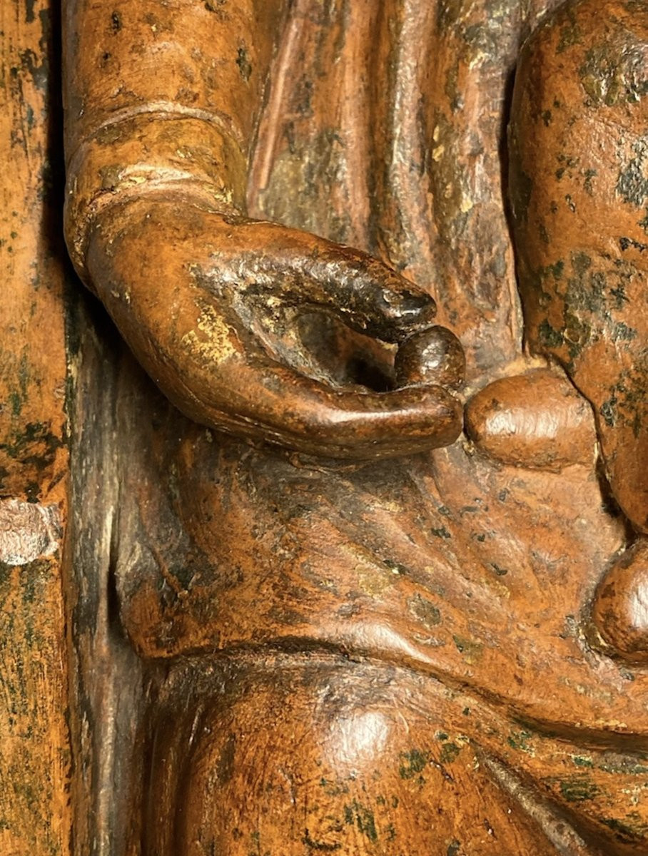 Inizio XV secolo - Terracotta - Madonna in trono col Bambino-photo-4