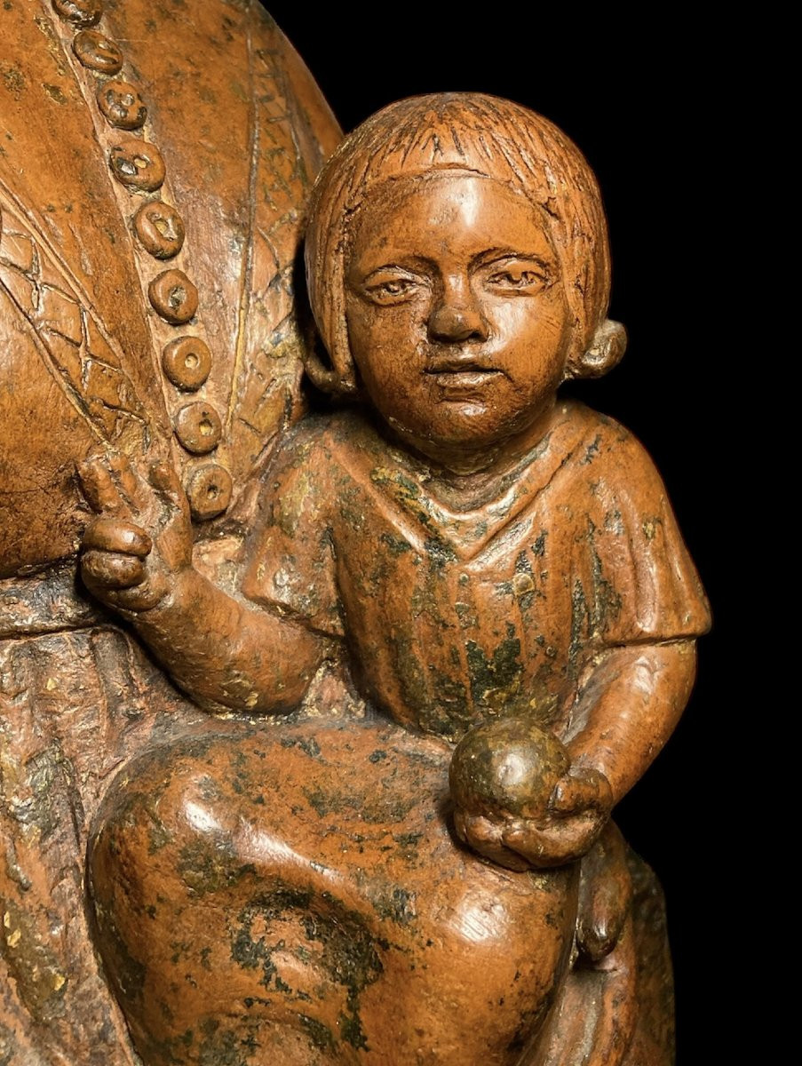 Inizio XV secolo - Terracotta - Madonna in trono col Bambino-photo-6