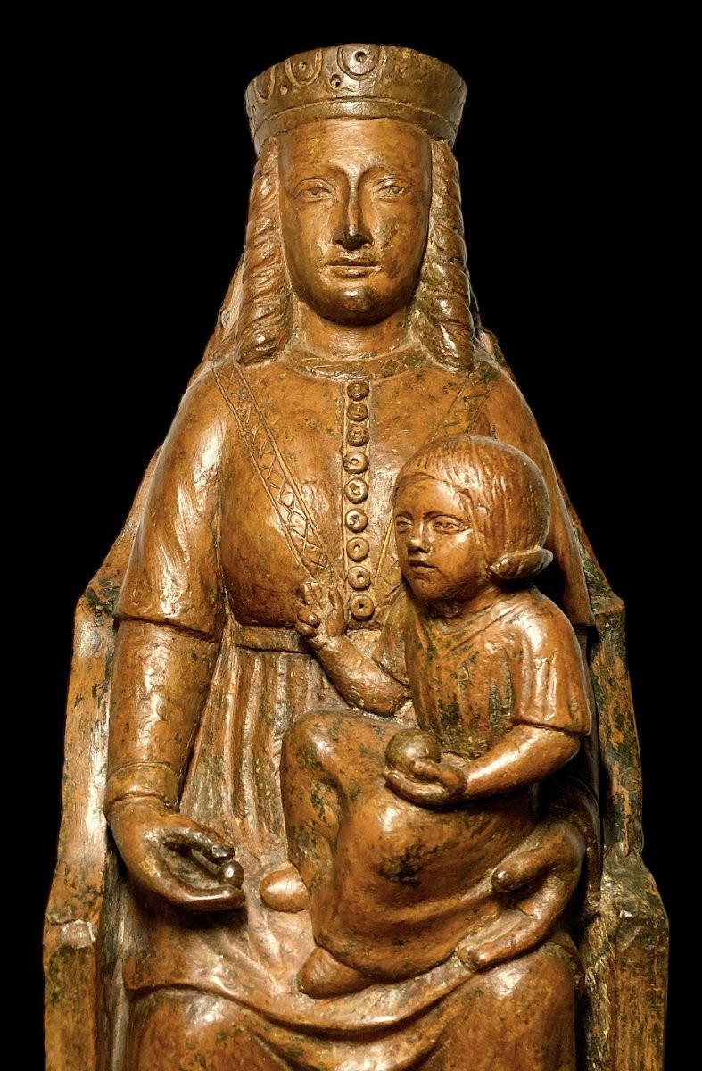 Inizio XV secolo - Terracotta - Madonna in trono col Bambino-photo-8