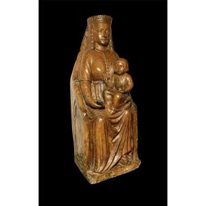 Inizio XV secolo - Terracotta - Madonna in trono col Bambino