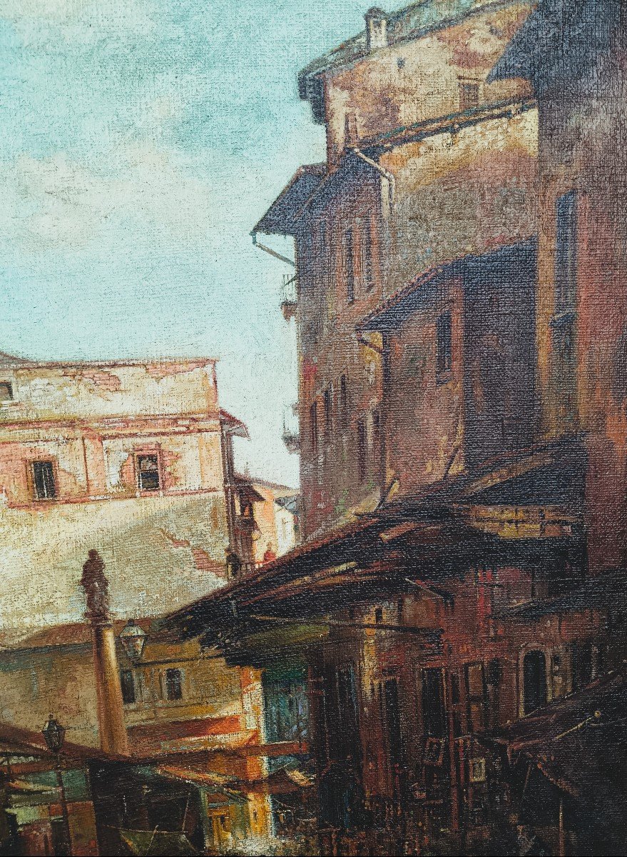 FRANK HOLT Warwick 1843/1928 FIRENZE veduta del vecchio mercato con il campanile di Giotto e la-photo-3