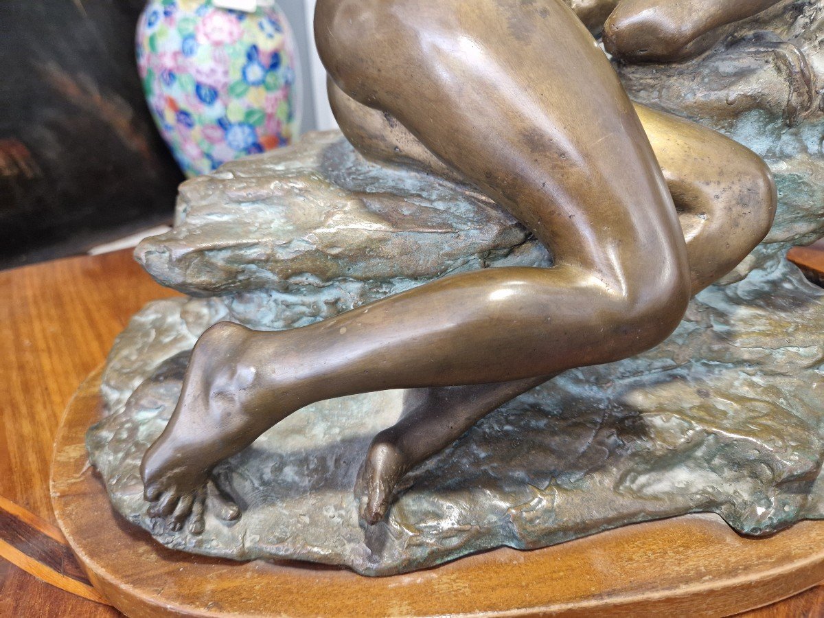 Eugenio Maccagnani (1852 - 1930) Scultura " Il rimorso" -photo-1