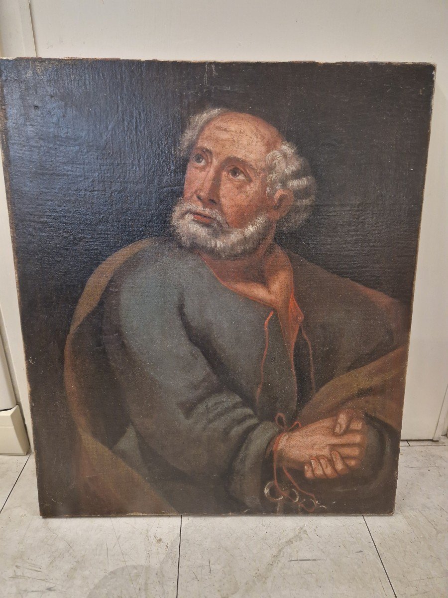 Quadro olio su tela raffigurante San Pietro. Seconda metà del XVII secolo