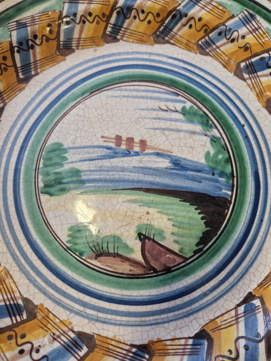  Grande piatto in maiolica policroma napoletana del XIX secolo-photo-2