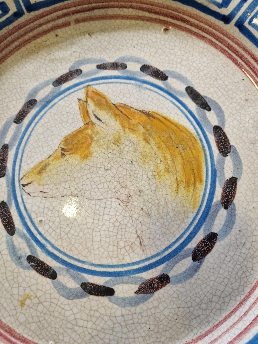 Raro grande piatto in maiolica policroma napoletana del XIX secolo-photo-2