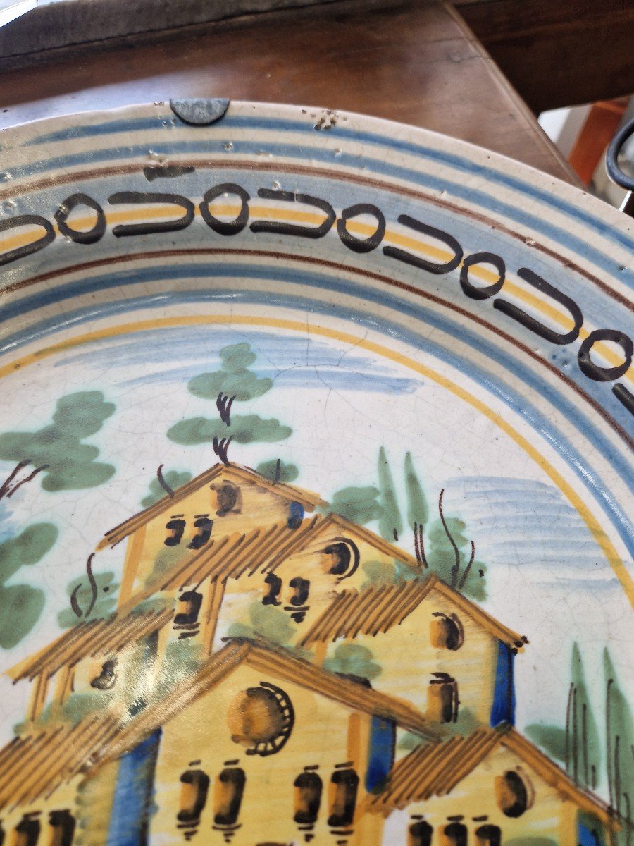 Grande piatto in maiolica policroma napoletana del XIX secolo-photo-3