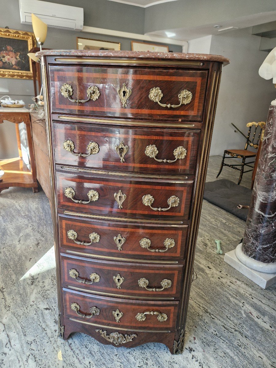 Settimino In Legno Di Frutto Intarsiato Napoleone III, Epoca Boulle - Au Gros Chene