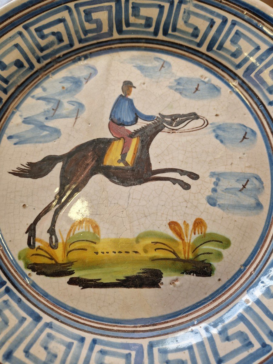 Raro grande piatto in maiolica policroma napoletana del XIX secolo-photo-2