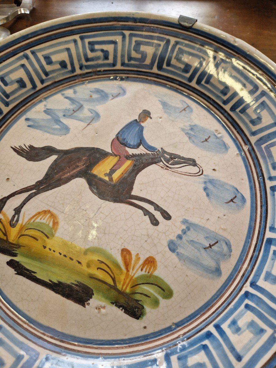 Raro grande piatto in maiolica policroma napoletana del XIX secolo-photo-3