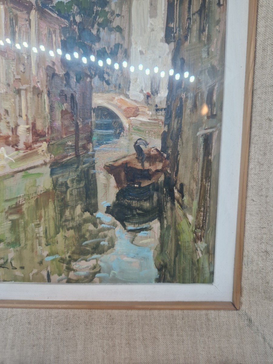 Olio su tavoletta raffigurante di Venezia firmato Angelo Brombo-photo-1