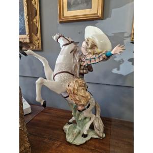 Statua in ceramica realizzata da Tiziano Galli negli anni 50