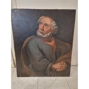 Quadro olio su tela raffigurante San Pietro. Seconda metà del XVII secolo