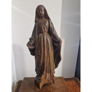 Scultura di Madonna in legno policromo del seicento