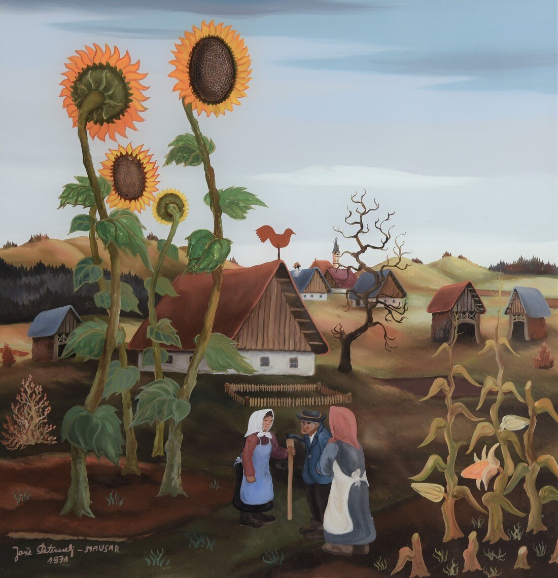 Peinture Du XXe Siècle - Tournesols - Huile Sur Toile-photo-2