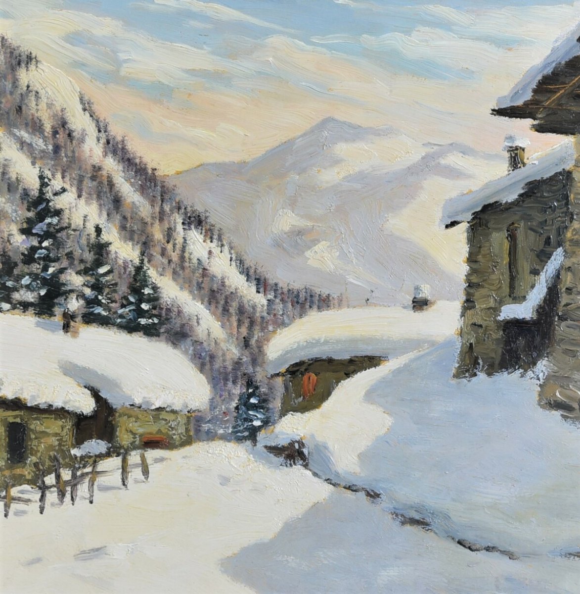 Peinture à l'Huile Sur Panneau - Paysage De Montagne Par Luciano Fregonara-photo-2