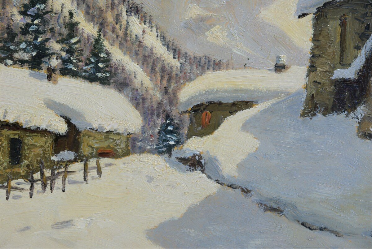 Peinture à l'Huile Sur Panneau - Paysage De Montagne Par Luciano Fregonara-photo-4