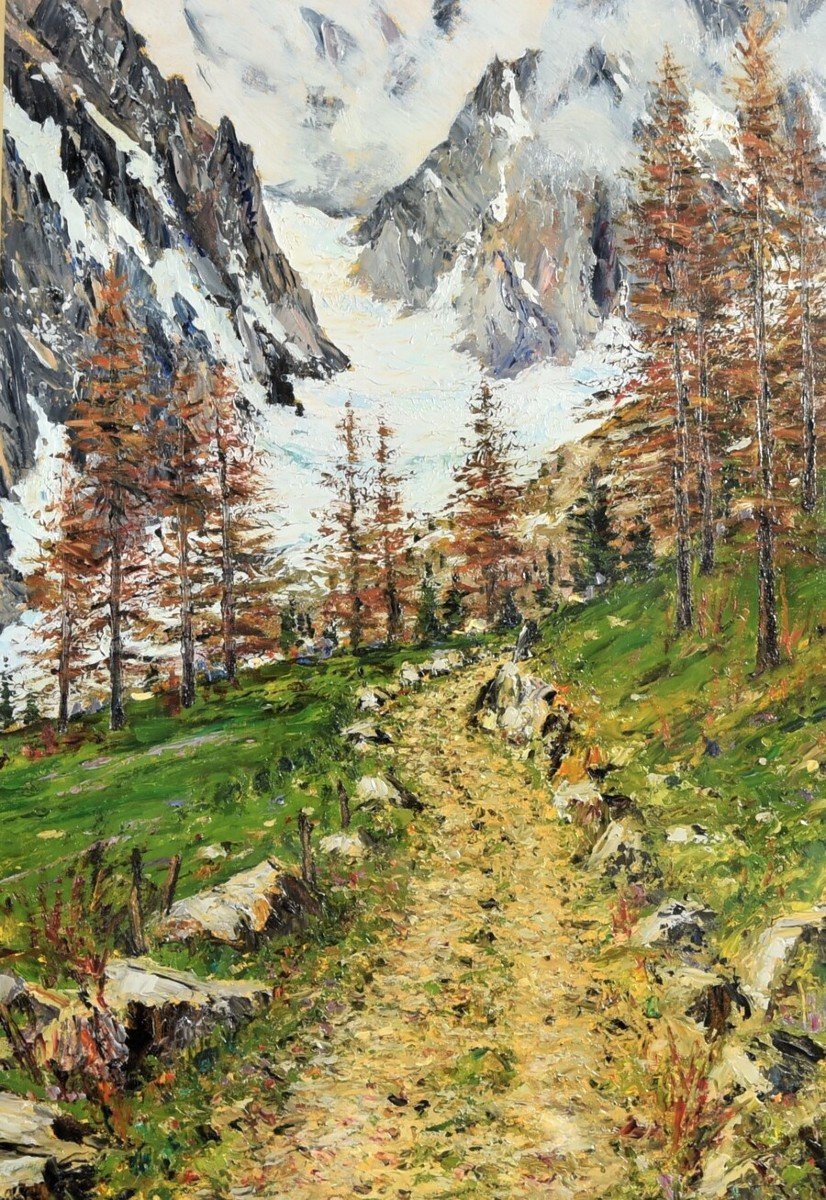 PAYSAGE DE MONTAGNE, HUILE SUR TOILE, XXe SIÈCLE-photo-4