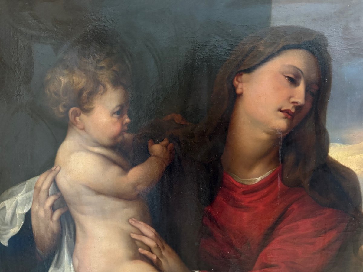 Madonna Col Bambino E Tre Peccatori Pentiti. (da Van Dyck). XIXsec. -photo-3