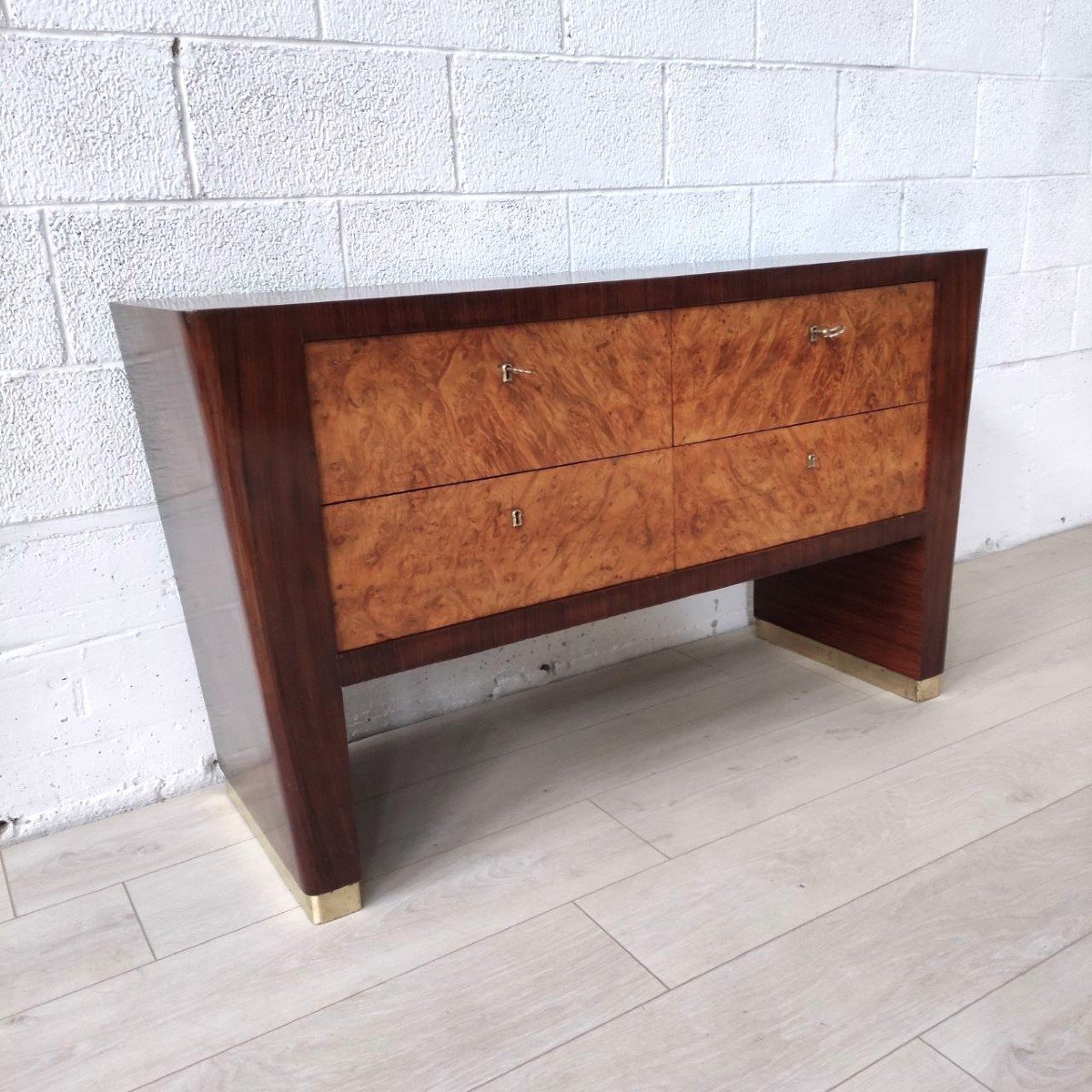 CREDENZA CON CASSETTI IN RADICA DI ACERO, ITALIA ANNI '50  -photo-4