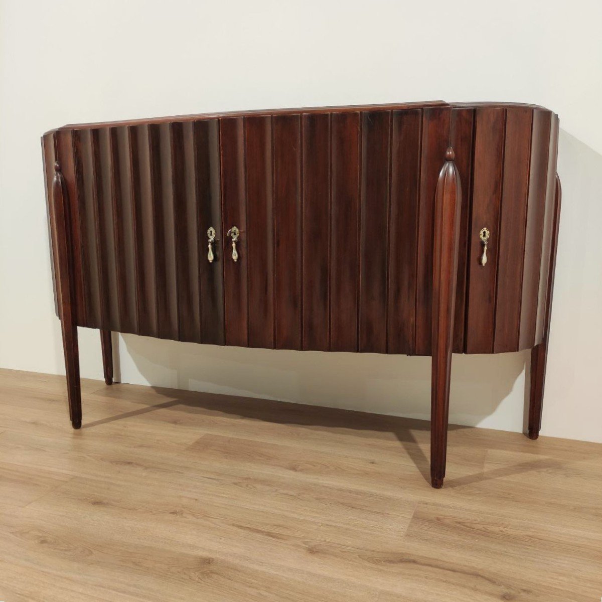 CREDENZA 4 ANTE  IN MOGANO DESIGN DI JACQUES E. RUHLMAN, ANNI '40 