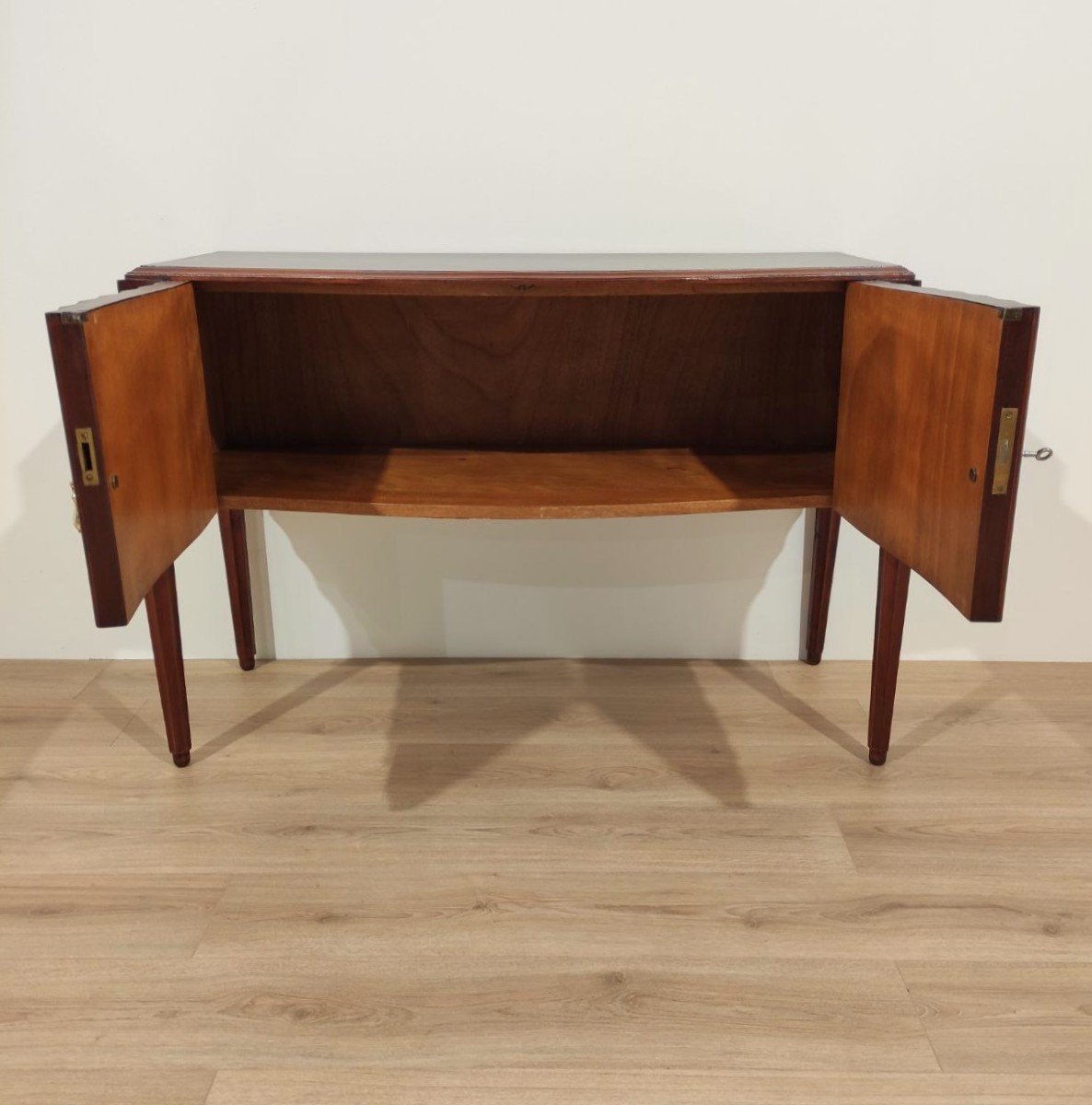 CREDENZA 2 ANTE IN MOGANO DESIGN DI JACQUES E. RUHLMAN ANNI '40 -photo-3