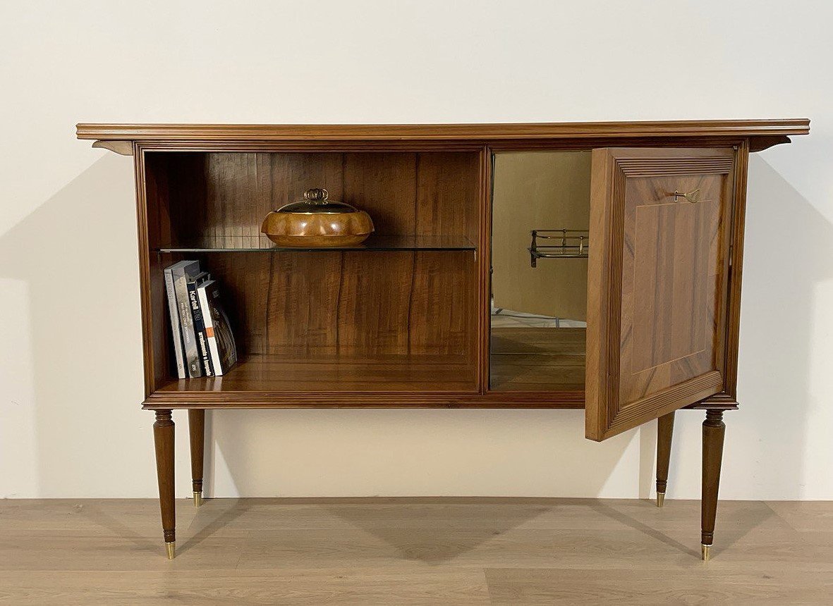 CREDENZA APERTA IN NOCE CON BAR, ITALIA ANNI '50-photo-3