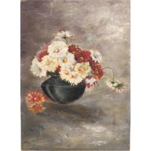 QUADRO VASO DI FIORI PITTURA AD OLIO, INIZIO '900