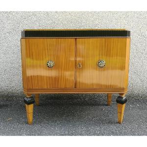 CREDENZA IN MOGANO BIONDO CON MARMO DI VERONA 