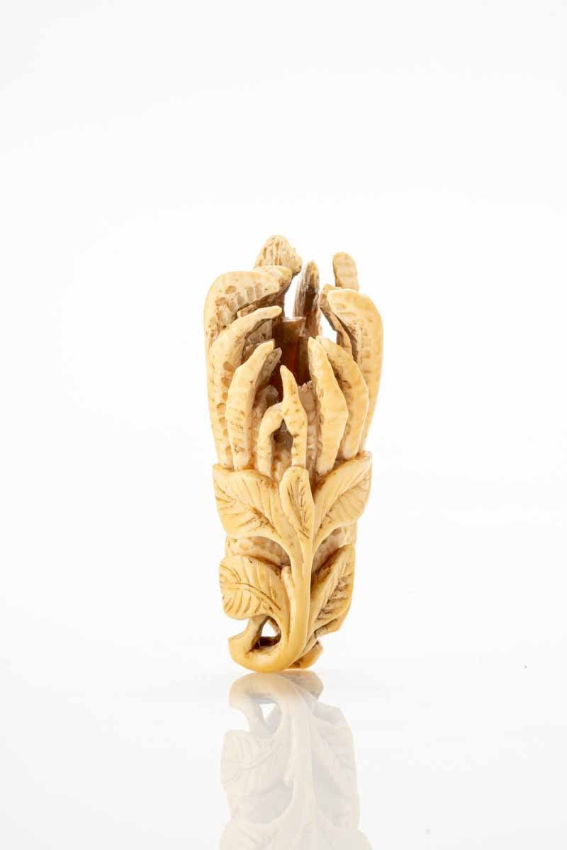 Netsuke giapponese in avorio raffigurante il cedro della mano di Buddha-photo-2