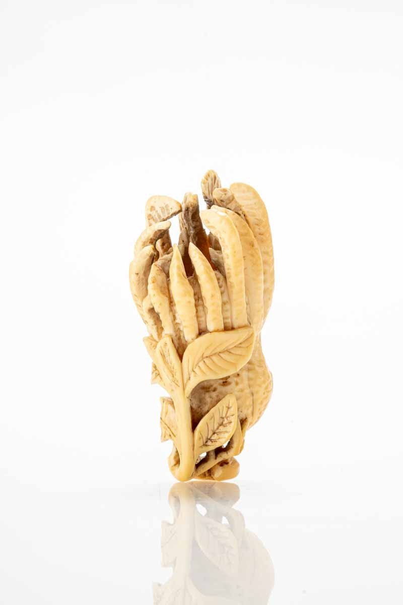 Netsuke giapponese in avorio raffigurante il cedro della mano di Buddha