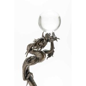 Okimono in bronzo raffigurante il drago Ryu 