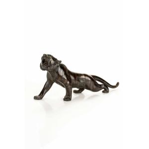 Scultura in bronzo raffigurante una tigre, firmata Seiya Sei