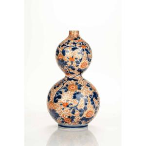 Vaso Imari a forma di zucca con curve morbide e arrotondate