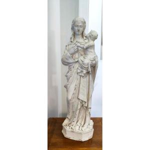 Statua in maiolica raffigurante Madonna con Bambino Luigi XVI