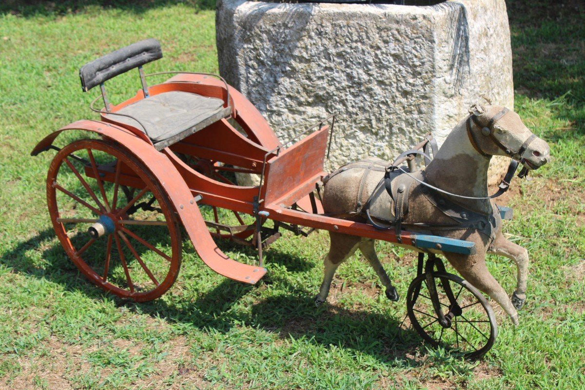 CALESSE CON CAVALLO A PEDALI, GIOCATTOLO DI INIZIO '900.