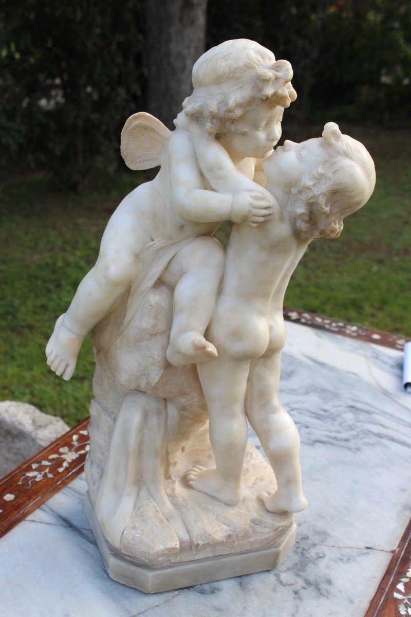 SCULTURA IN ALABASTRO "L'AMORE", ITALIA FINE XIX SECOLO.-photo-1