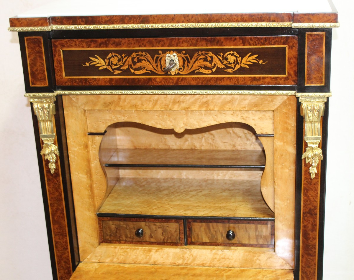 PICCOLO SECRETAIRE INTARSIATO DI EPOCA NAPOLEONE III (1870-1880 CIRCA).-photo-2