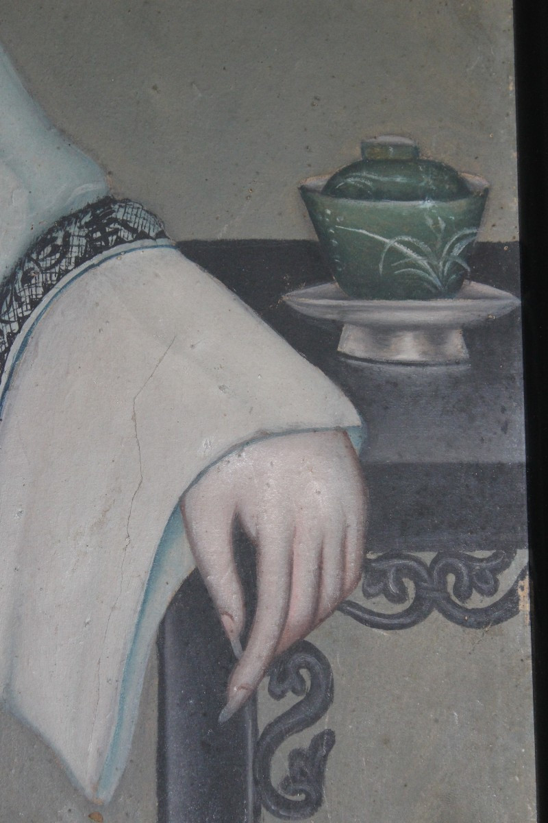 COPPIA DI RITRATTI CINESI, SCUOLA DI LAM QUA, XIX SECOLO.-photo-2