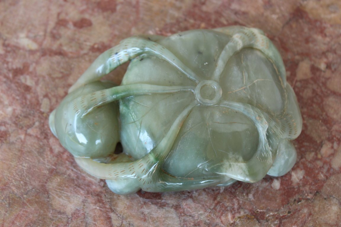 Lave Pinceaux En Jade Celadon Veinèe, Chine XX Siècle-photo-3