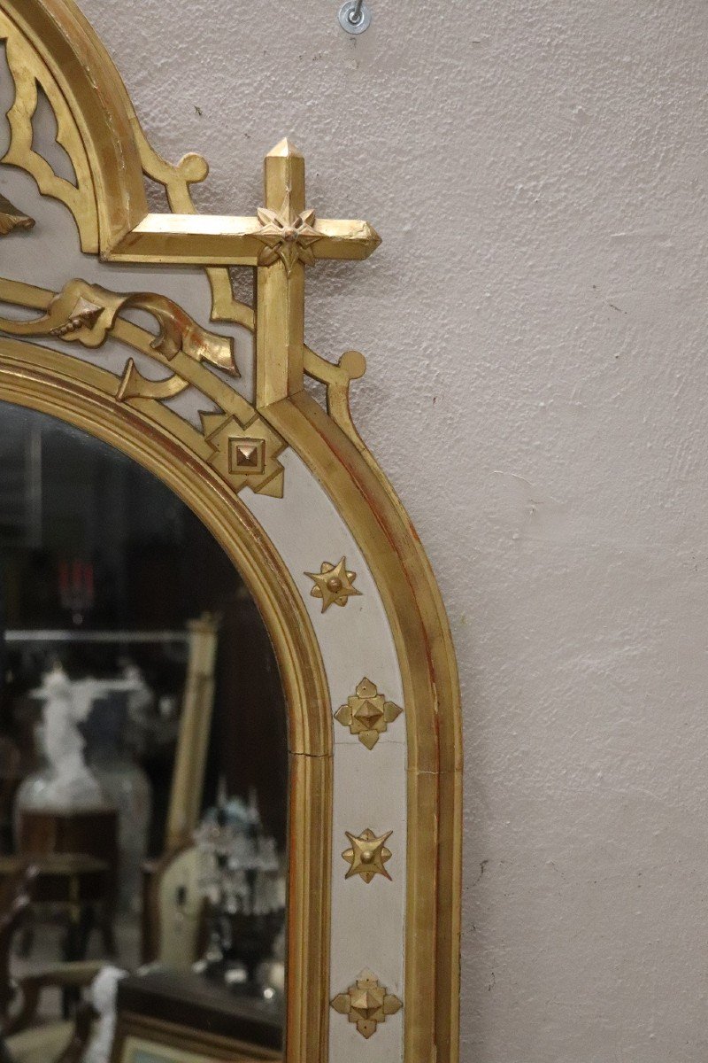 Grande Specchio da parete in legno laccato e dorato, XIX secolo-photo-3
