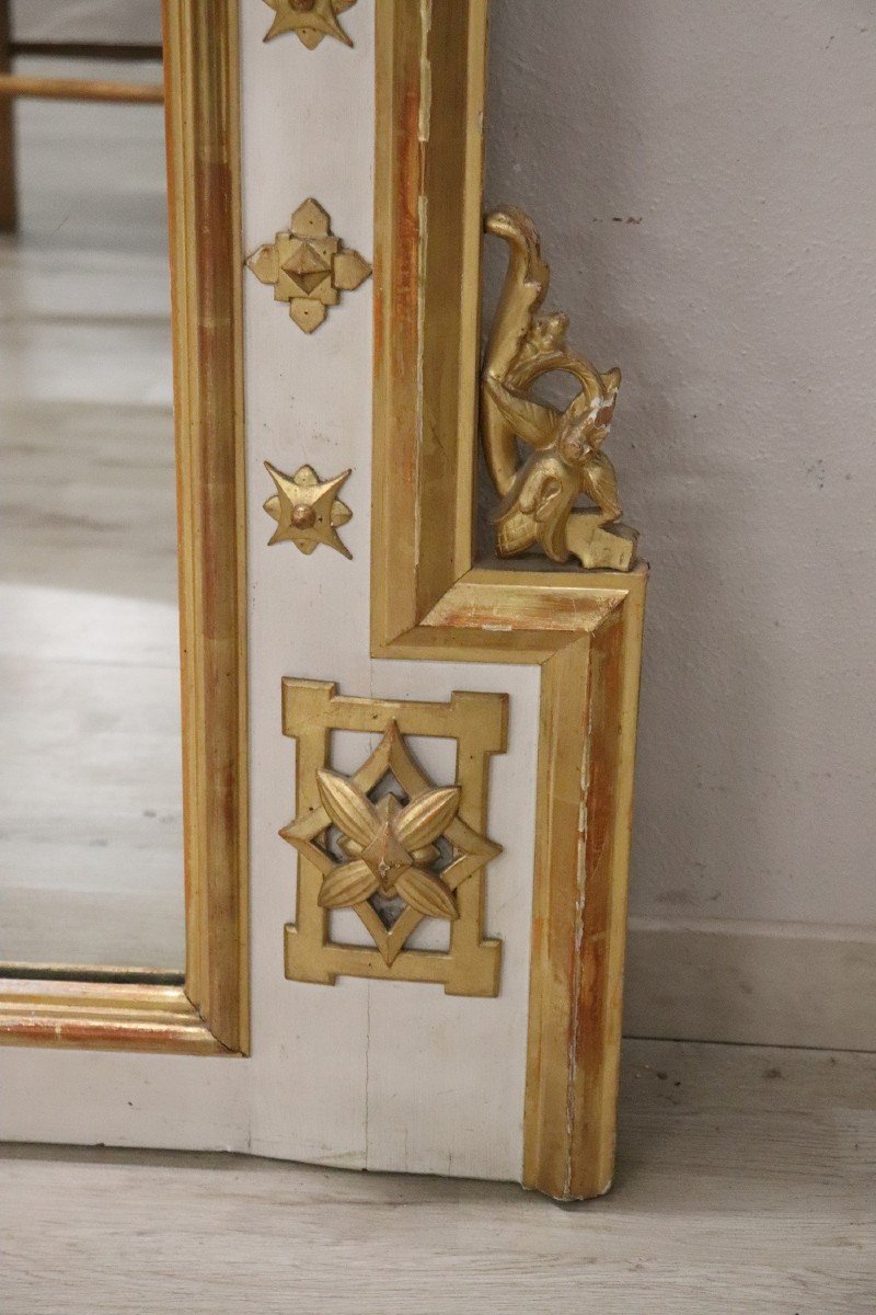 Grande Specchio da parete in legno laccato e dorato, XIX secolo-photo-3