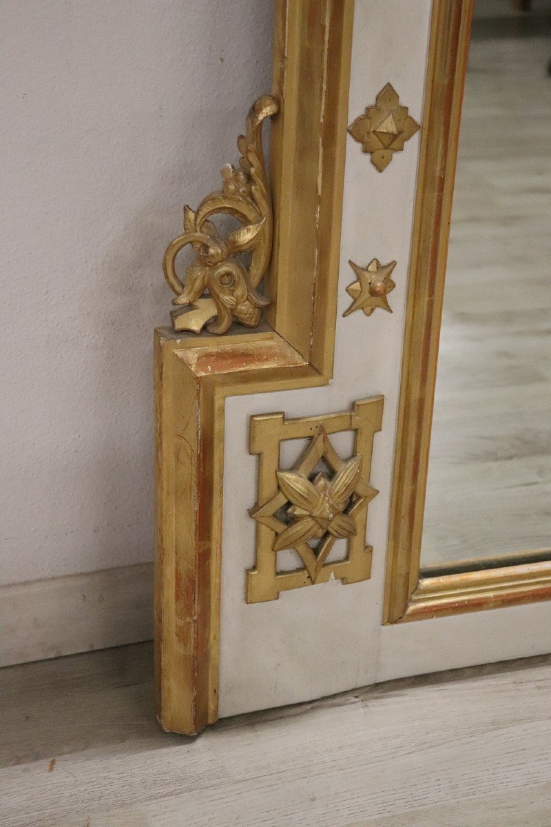 Grande Specchio da parete in legno laccato e dorato, XIX secolo-photo-5