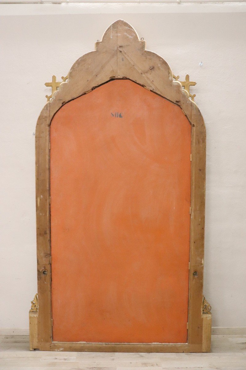 Grande Specchio da parete in legno laccato e dorato, XIX secolo-photo-8