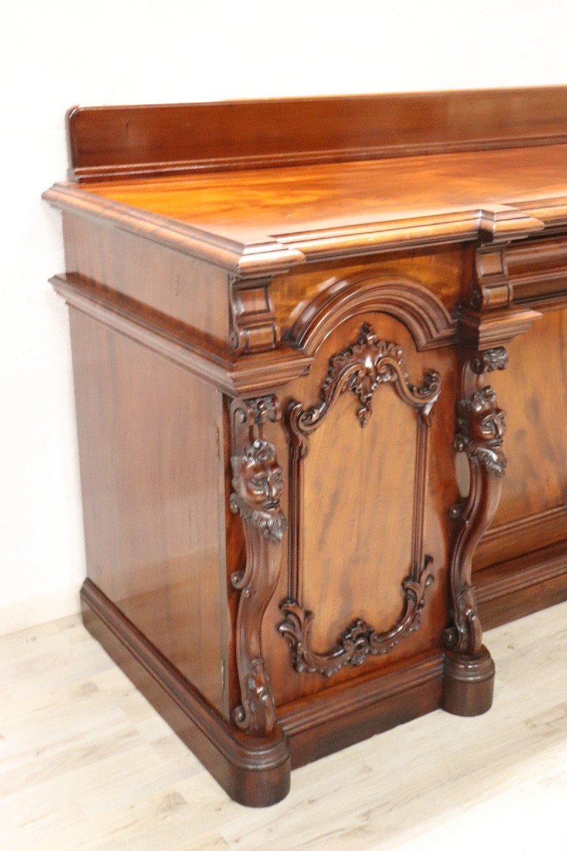 Credenza in legno di mogano intagliato-photo-2