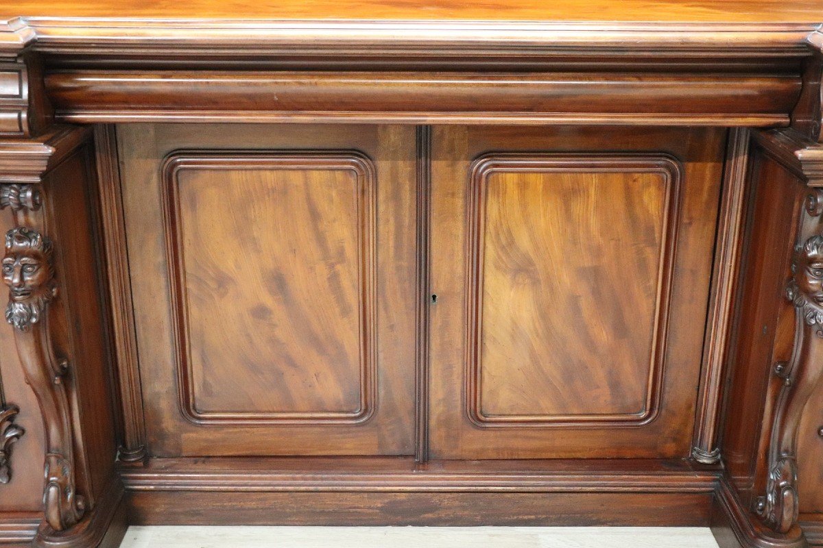 Credenza in legno di mogano intagliato-photo-3