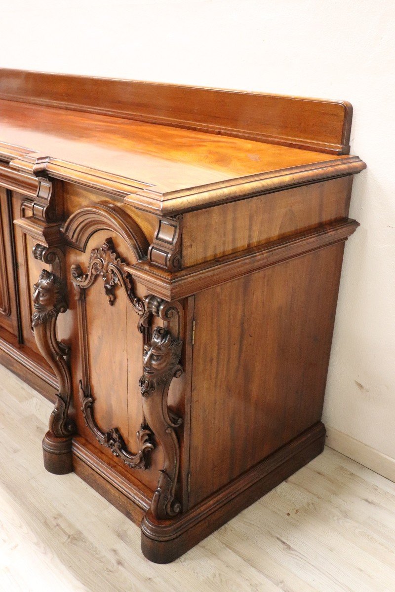 Credenza in legno di mogano intagliato-photo-4