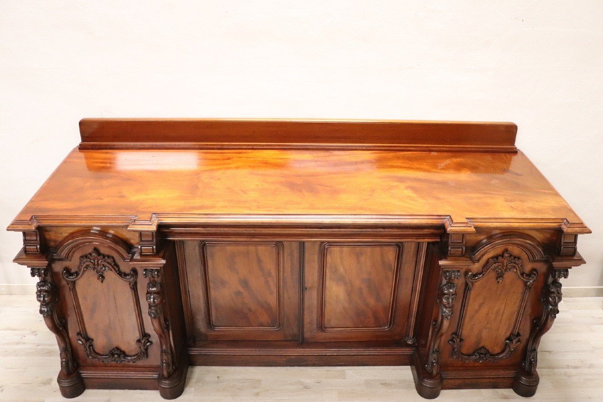 Credenza in legno di mogano intagliato-photo-6