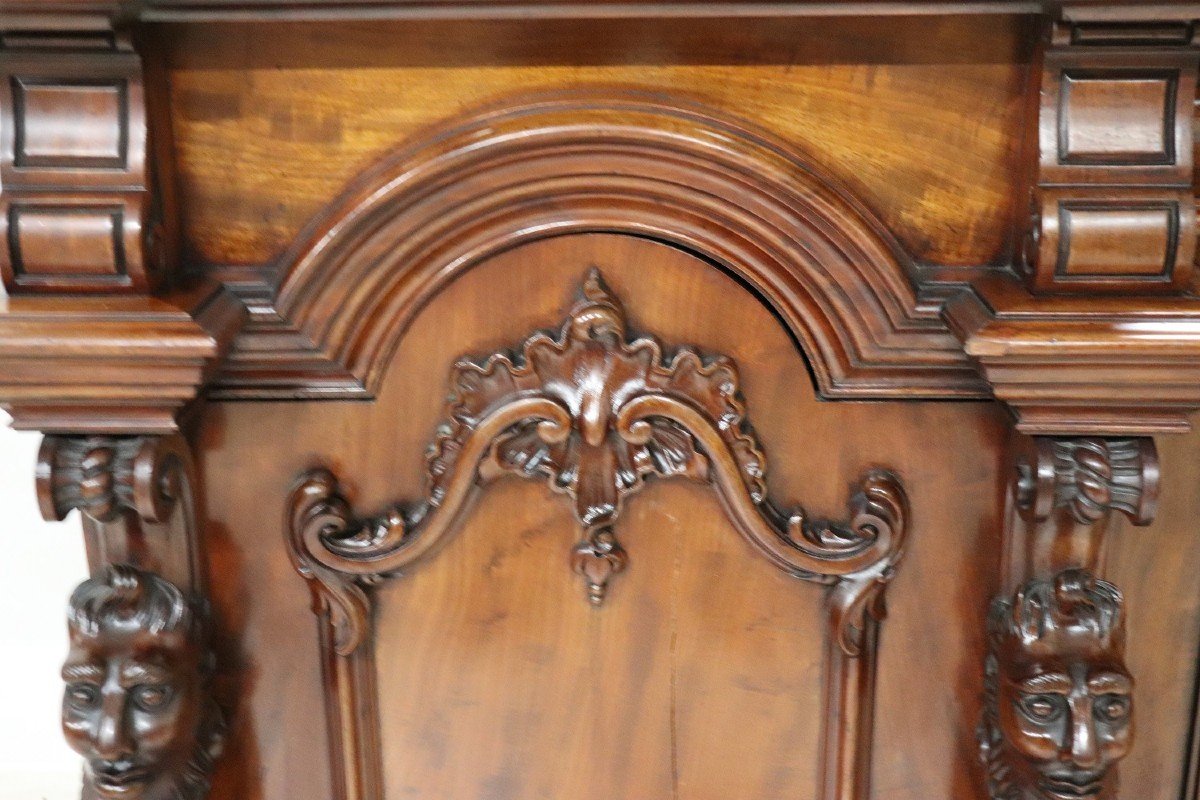 Credenza in legno di mogano intagliato-photo-7