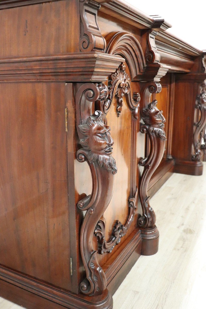 Credenza in legno di mogano intagliato-photo-8