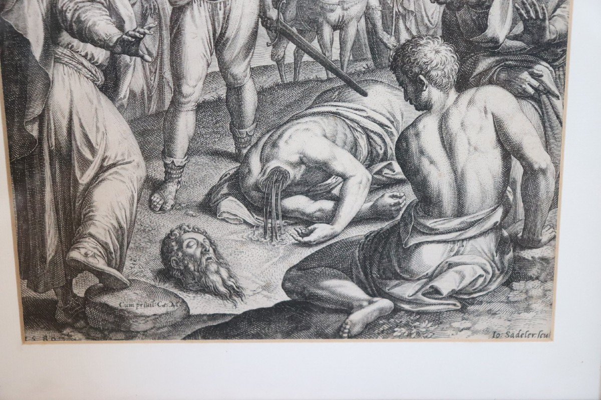 Johann Sadeler I, La decollazione di San Paolo, incisione, XVI secolo-photo-2